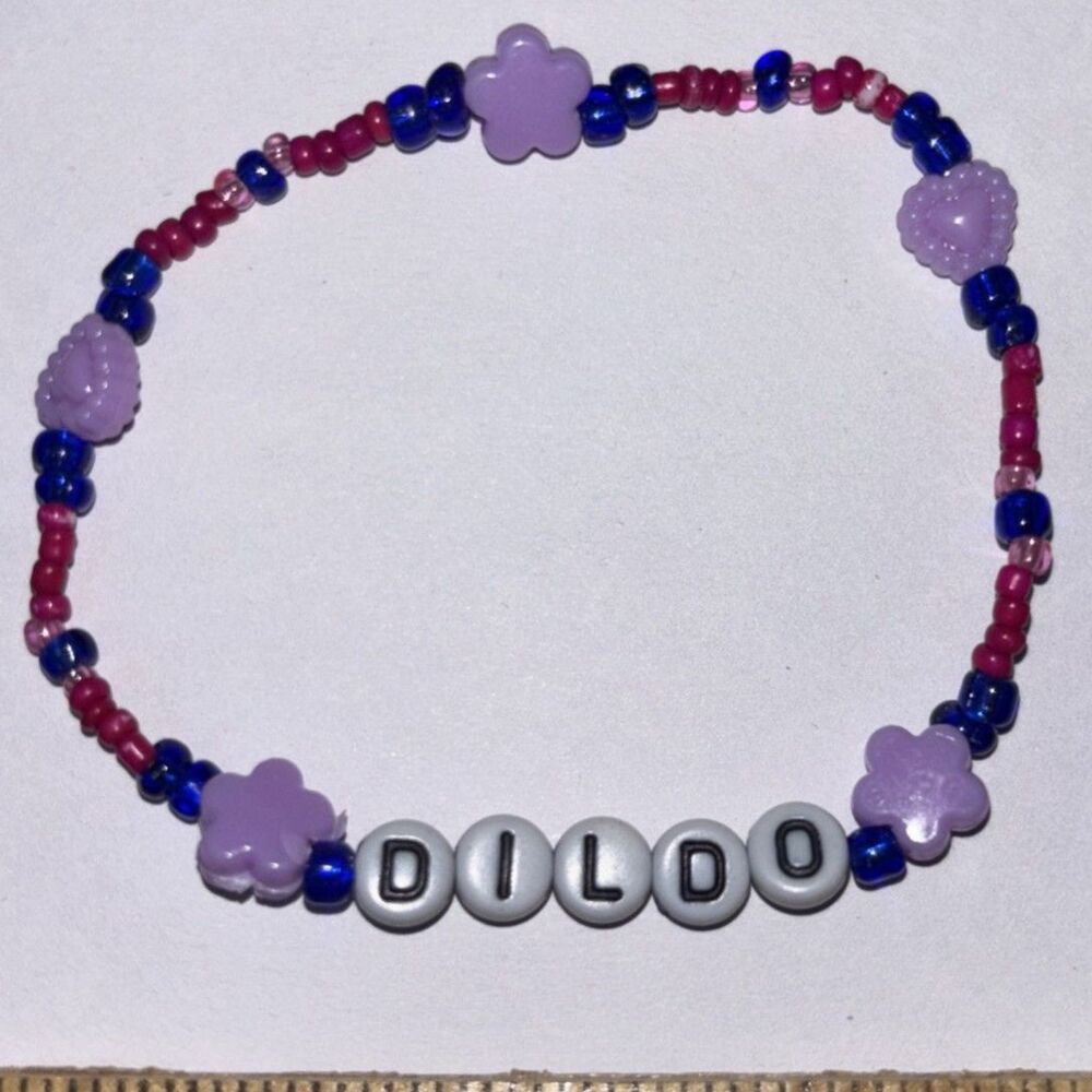 Handmade Beaded Letter Bracelet Adult Humor Naughty Gag Gift Jewelry Purple y2k